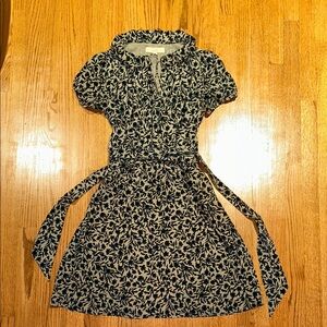 LOFT Black and Blue Puff Sleeve Sundress
